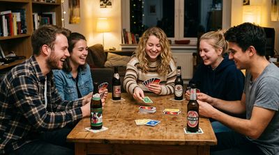 Trinkspiele Karten Gruppe betrunkener Männer